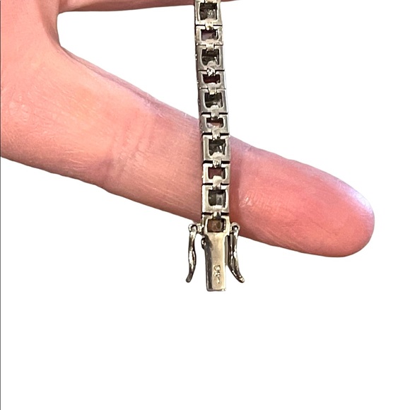 Vintage Multi Gemstone Sterling silver 925 Box chain tennis bracelet DBJ - Picture 11 of 12